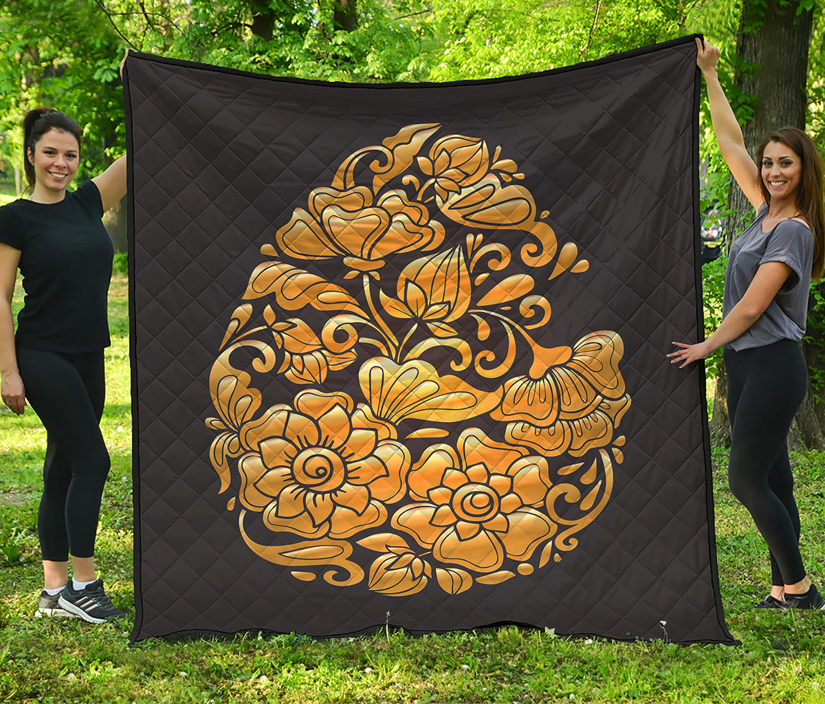 Gold Easter Egg Print Quilt