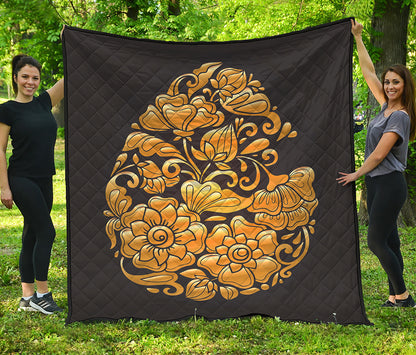 Gold Easter Egg Print Quilt