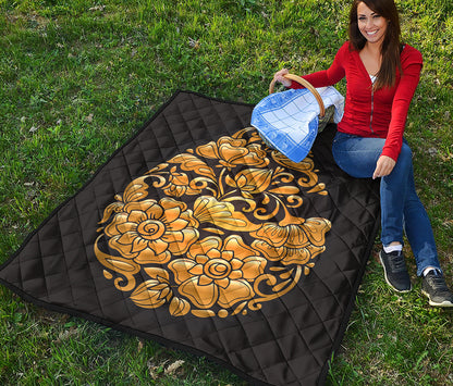 Gold Easter Egg Print Quilt