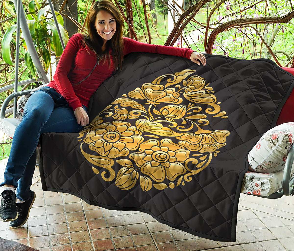 Gold Easter Egg Print Quilt
