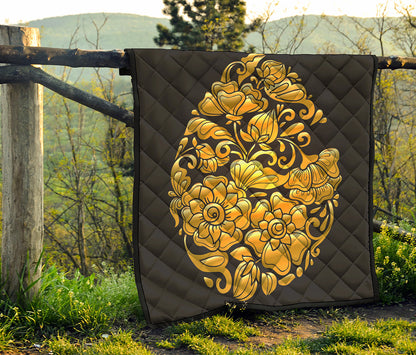 Gold Easter Egg Print Quilt