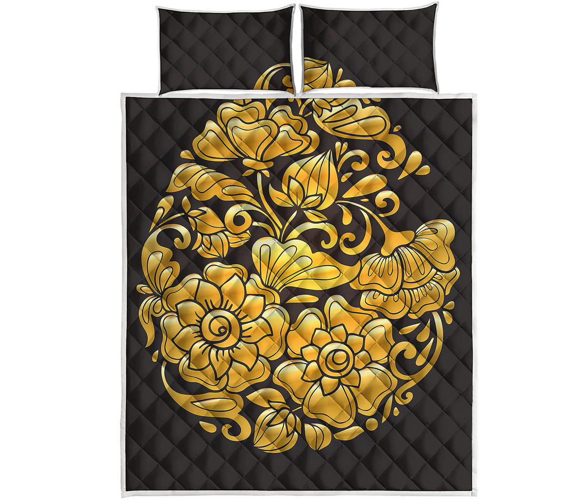 Gold Easter Egg Print Quilt Bed Set