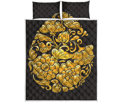 Gold Easter Egg Print Quilt Bed Set