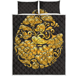 Gold Easter Egg Print Quilt Bed Set