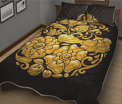 Gold Easter Egg Print Quilt Bed Set