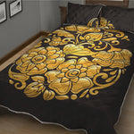 Gold Easter Egg Print Quilt Bed Set