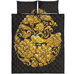 Gold Easter Egg Print Quilt Bed Set
