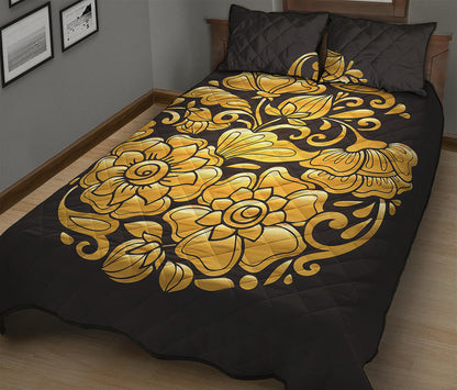 Gold Easter Egg Print Quilt Bed Set