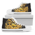 Gold Easter Egg Print White High Top Shoes