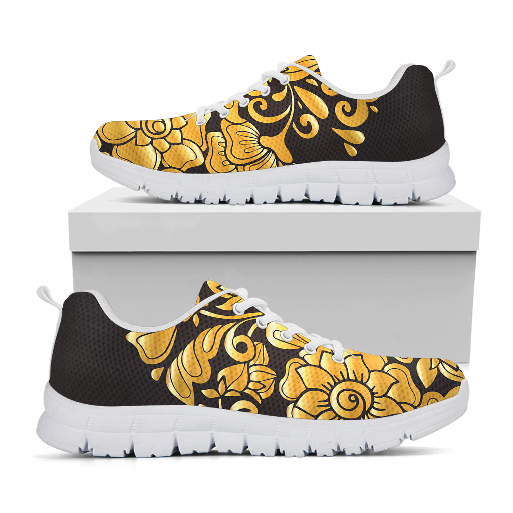 Gold Easter Egg Print White Sneakers