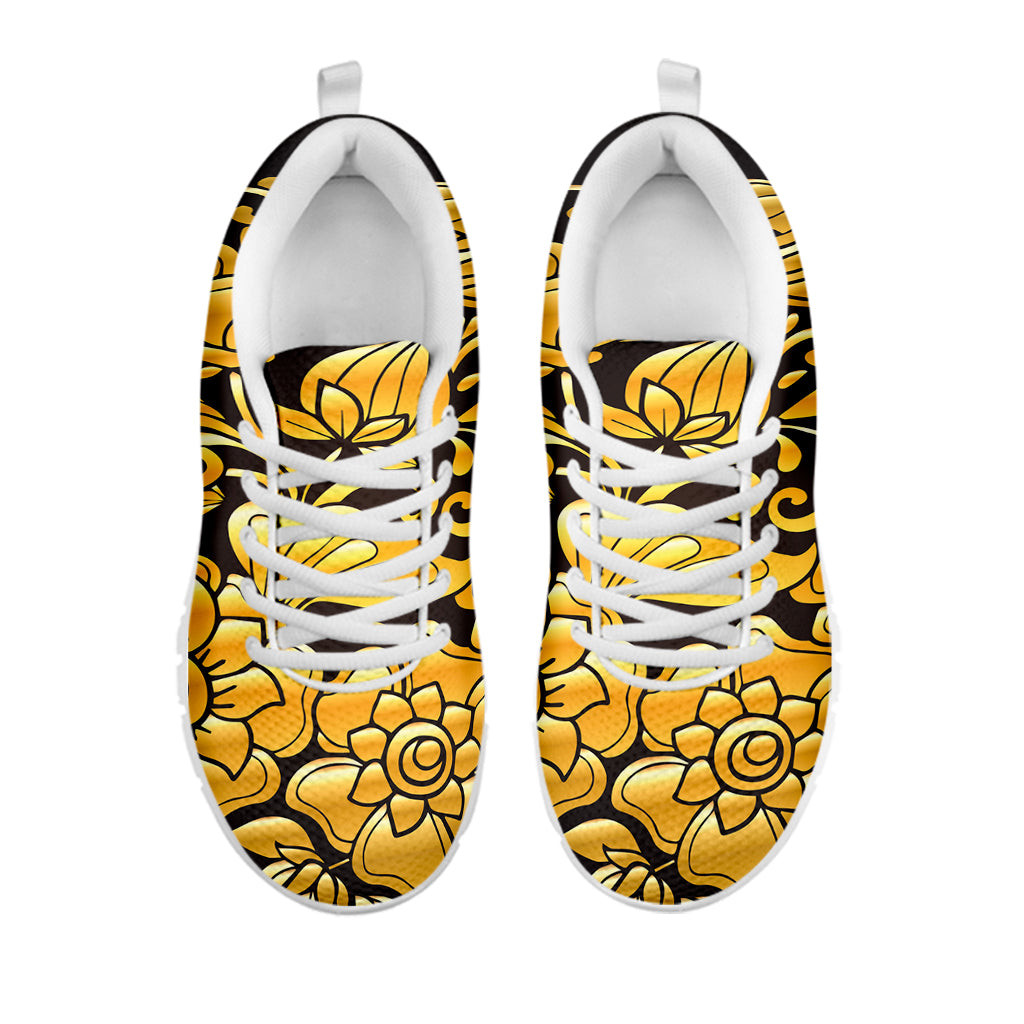 Gold Easter Egg Print White Sneakers