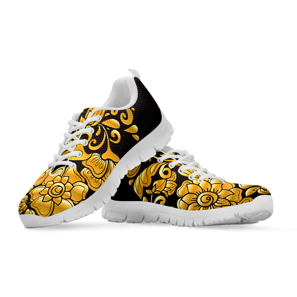 Gold Easter Egg Print White Sneakers