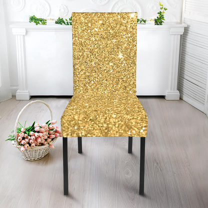 Gold Glitter Artwork Print Dining Chair Slipcover