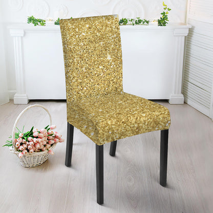 Gold Glitter Artwork Print Dining Chair Slipcover