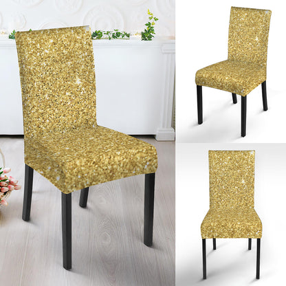 Gold Glitter Artwork Print Dining Chair Slipcover