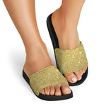 Gold Glitter Artwork Print (NOT Real Glitter) Black Slide Sandals
