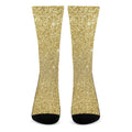 Gold (NOT Real) Glitter Print Crew Socks