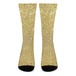 Gold Glitter Artwork Print (NOT Real Glitter) Crew Socks