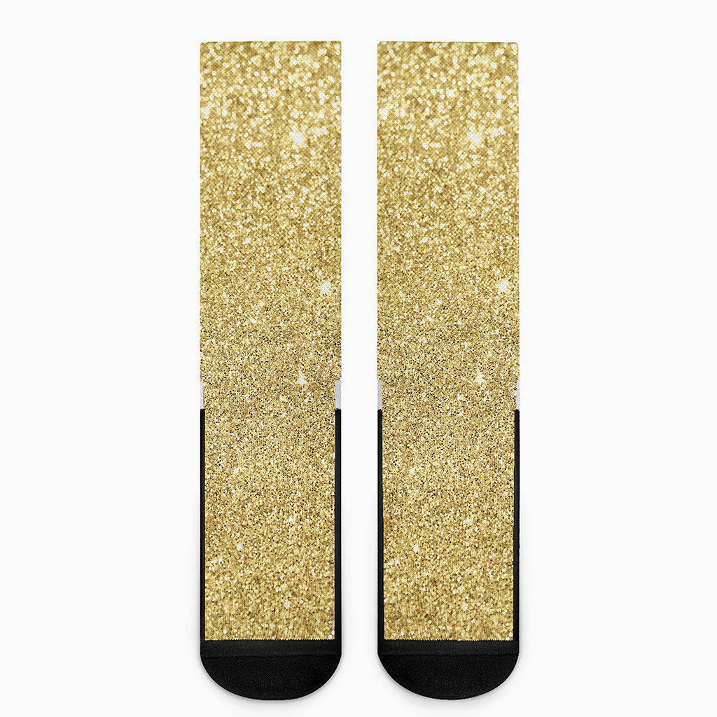 Gold Glitter Artwork Print (NOT Real Glitter) Crew Socks