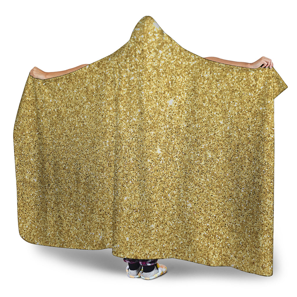 Gold Glitter Artwork Print (NOT Real Glitter) Hooded Blanket