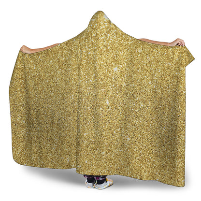 Gold Glitter Artwork Print (NOT Real Glitter) Hooded Blanket