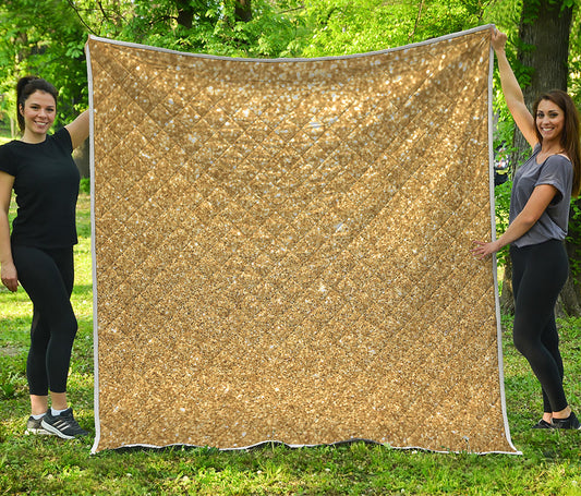 Gold Glitter Artwork Print (NOT Real Glitter) Quilt
