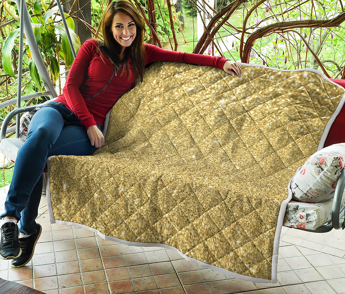 Gold Glitter Artwork Print (NOT Real Glitter) Quilt