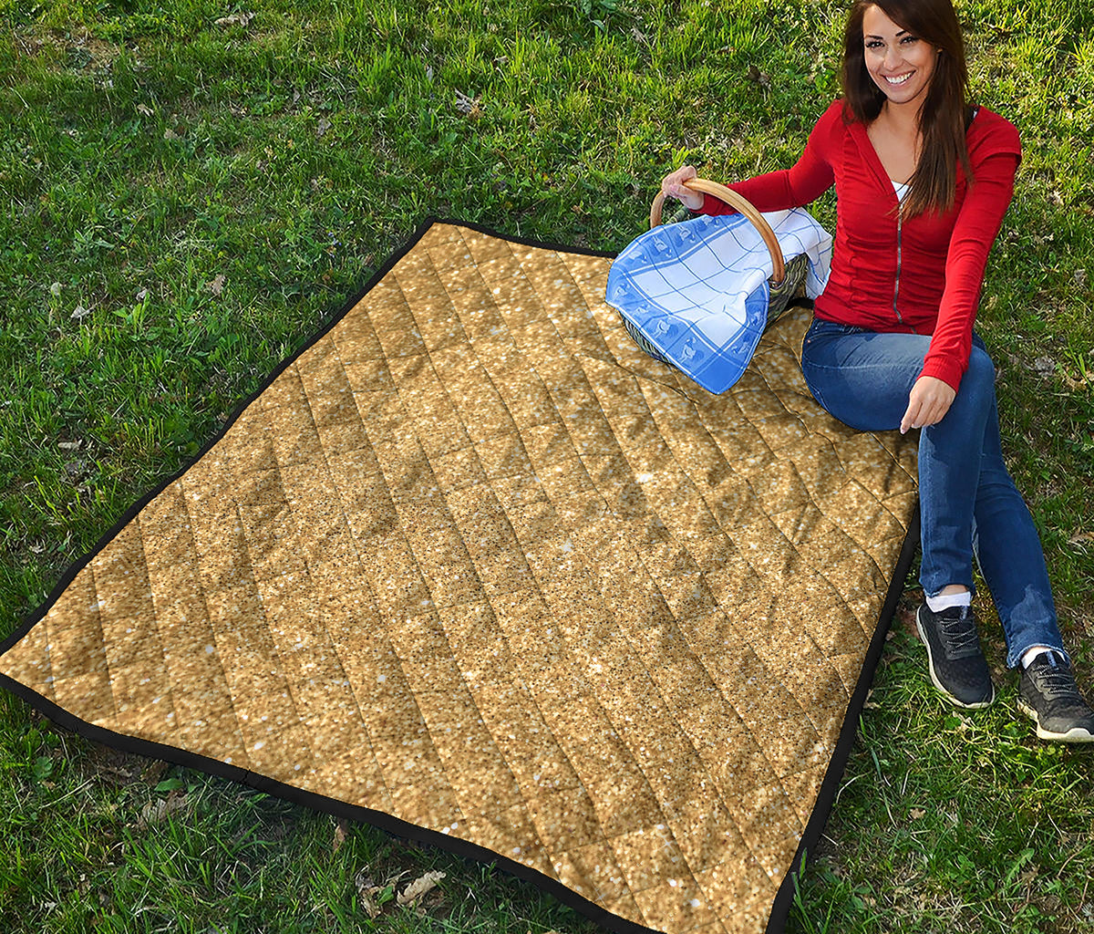 Gold Glitter Artwork Print (NOT Real Glitter) Quilt