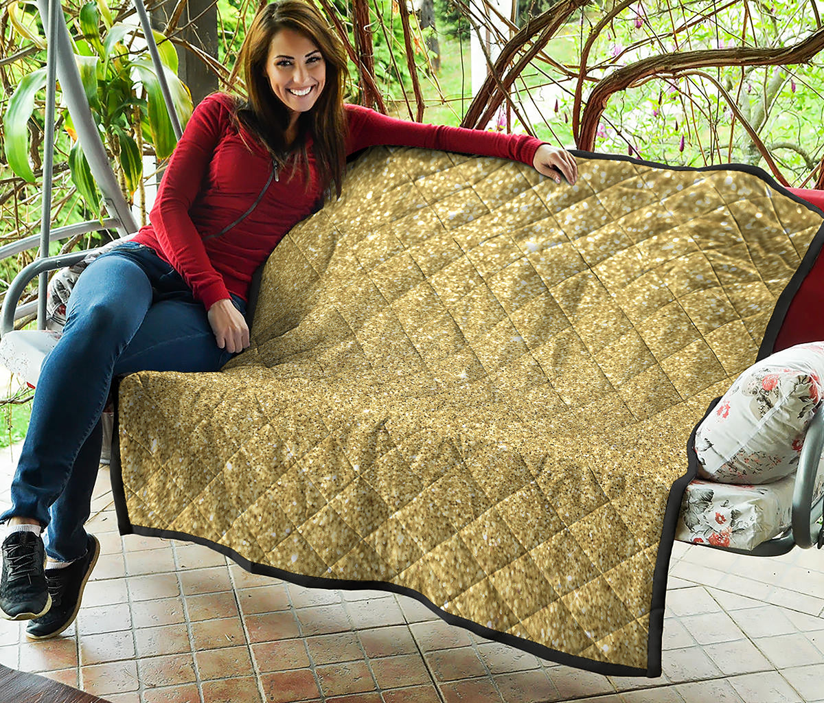 Gold Glitter Artwork Print (NOT Real Glitter) Quilt