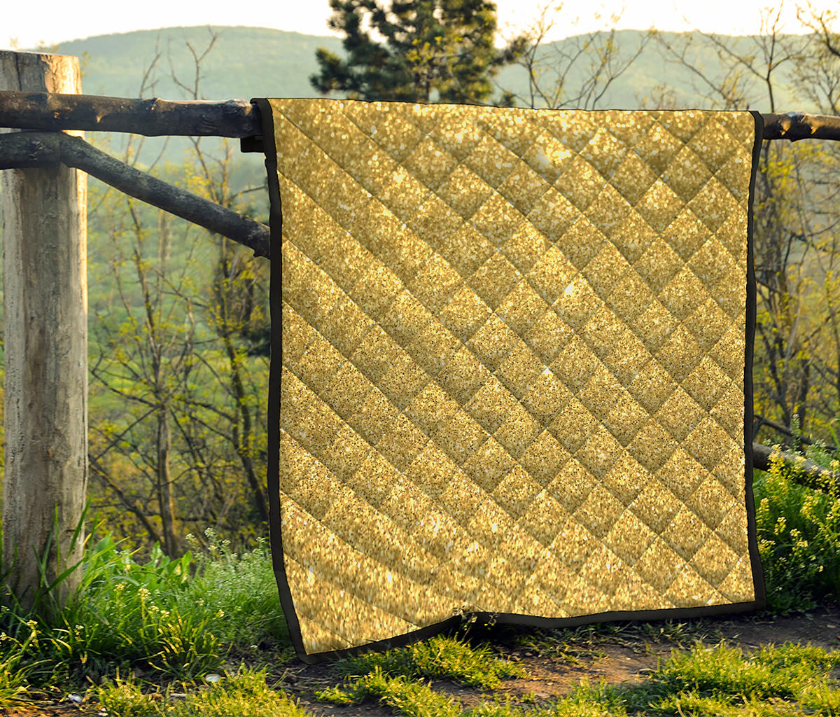 Gold Glitter Artwork Print (NOT Real Glitter) Quilt