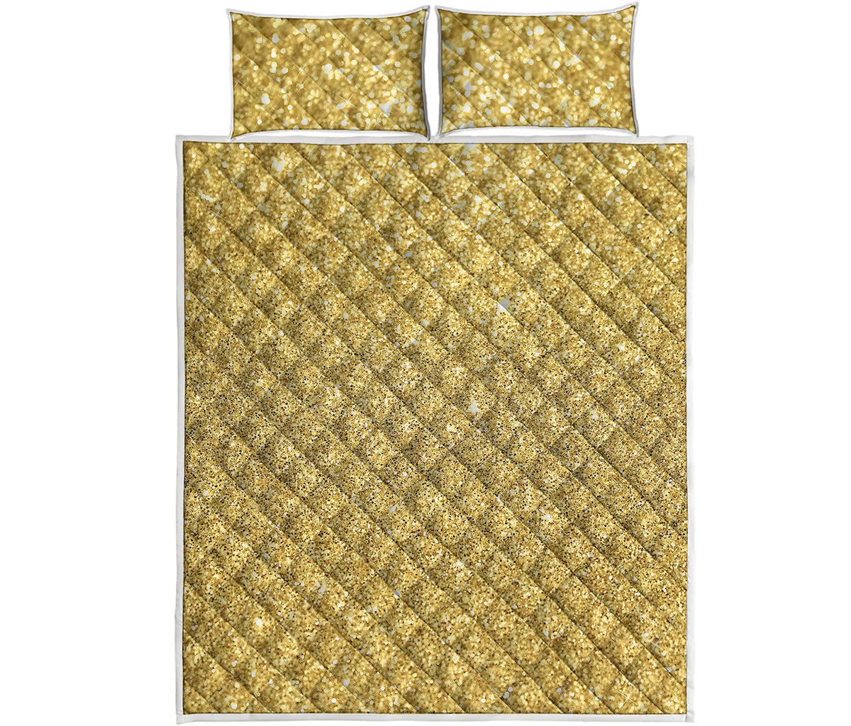 Gold Glitter Artwork Print (NOT Real Glitter) Quilt Bed Set