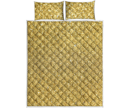 Gold Glitter Artwork Print (NOT Real Glitter) Quilt Bed Set