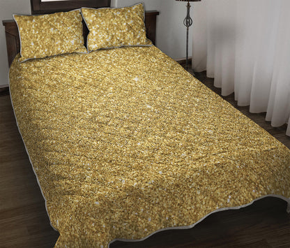 Gold Glitter Artwork Print (NOT Real Glitter) Quilt Bed Set