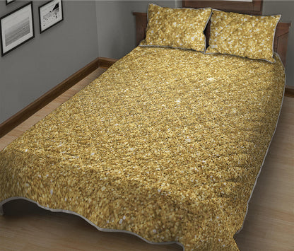 Gold Glitter Artwork Print (NOT Real Glitter) Quilt Bed Set