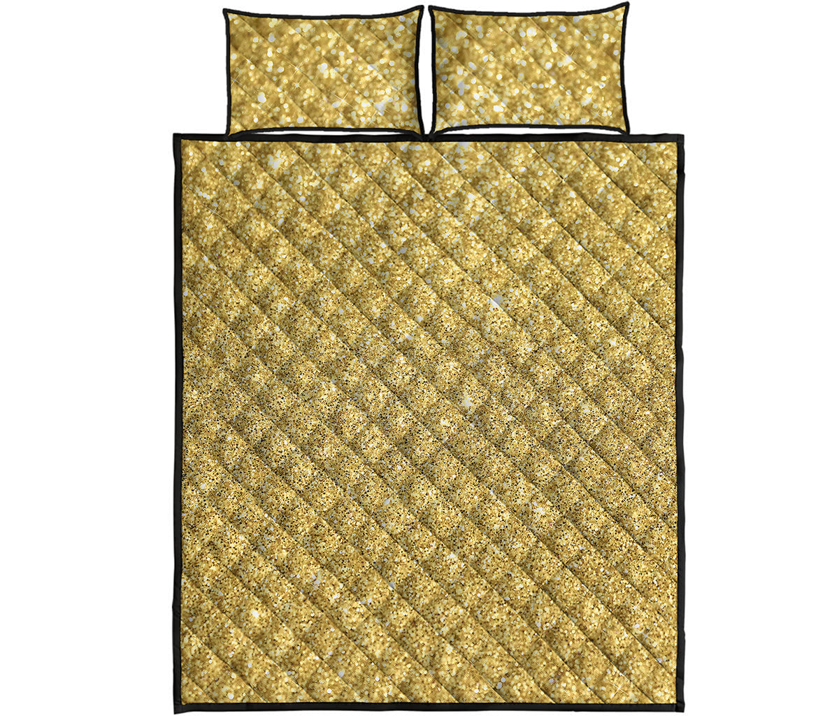 Gold Glitter Artwork Print (NOT Real Glitter) Quilt Bed Set