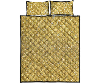 Gold Glitter Artwork Print (NOT Real Glitter) Quilt Bed Set