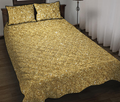 Gold Glitter Artwork Print (NOT Real Glitter) Quilt Bed Set
