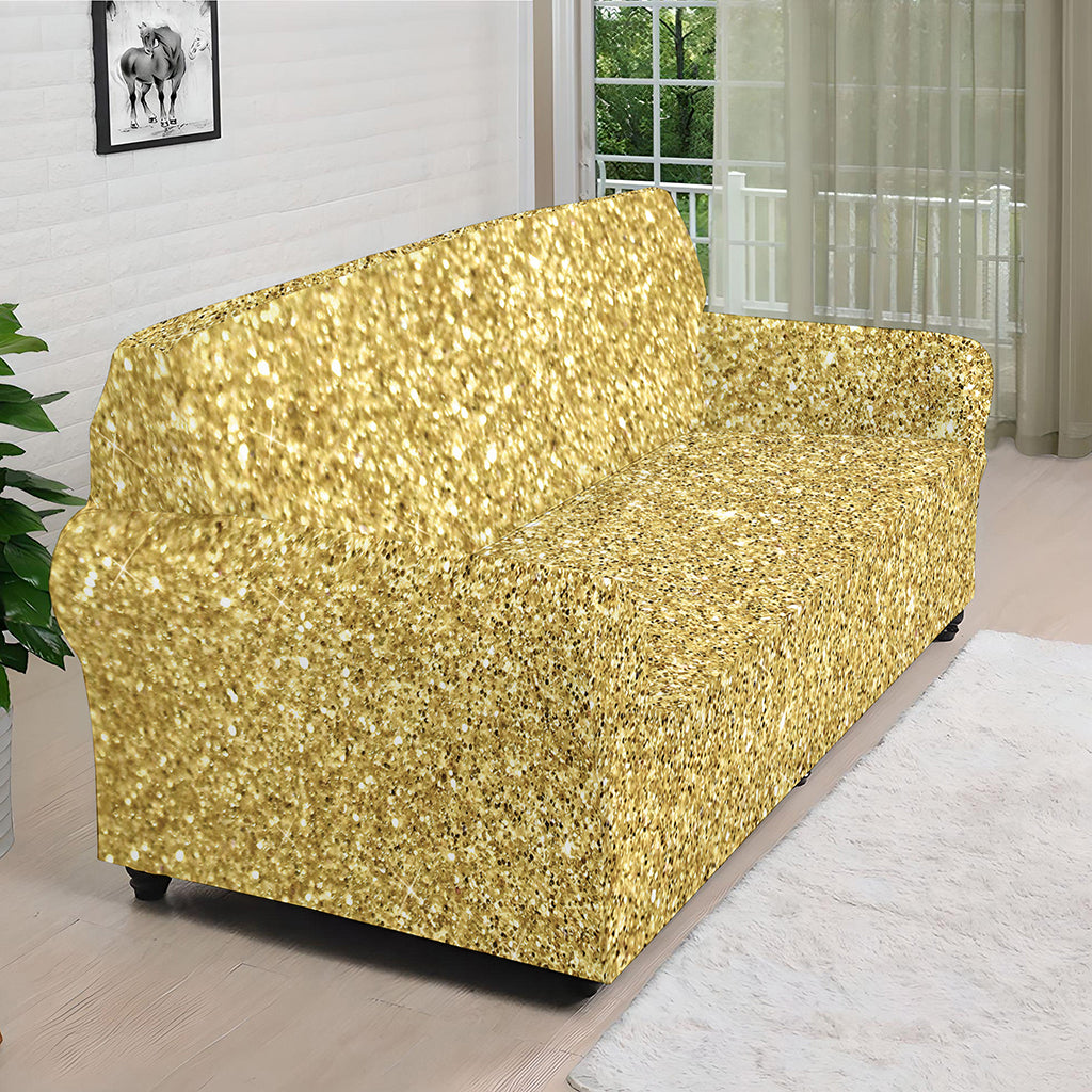 Gold Glitter Artwork Print (NOT Real Glitter) Sofa Cover