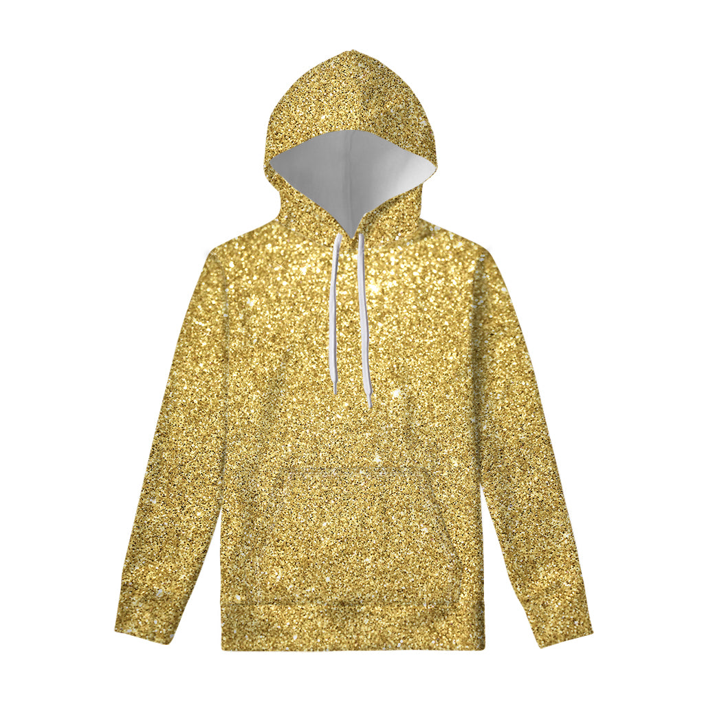 Gold Glitter Artwork Print Pullover Hoodie