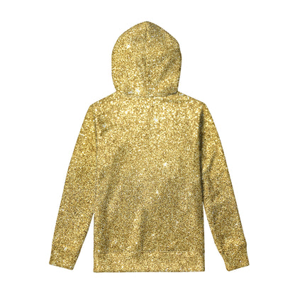 Gold Glitter Artwork Print Pullover Hoodie
