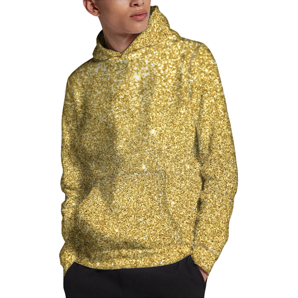 Gold Glitter Artwork Print Pullover Hoodie