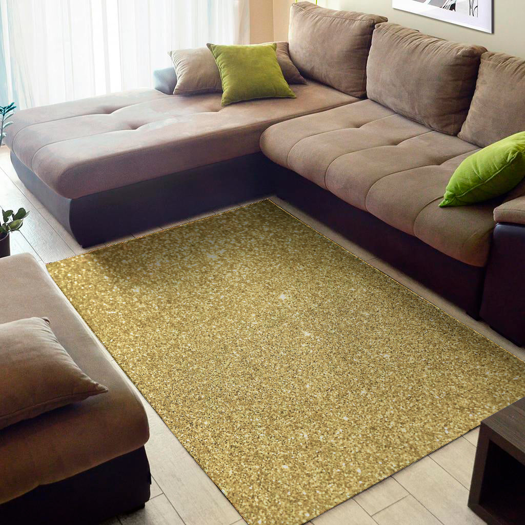 Gold Glitter Texture Print Area Rug