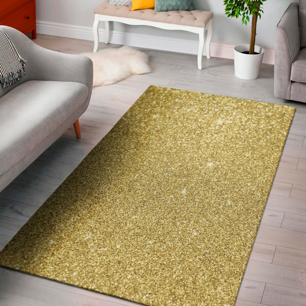 Gold Glitter Texture Print Area Rug