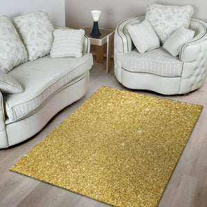 Gold Glitter Texture Print Area Rug