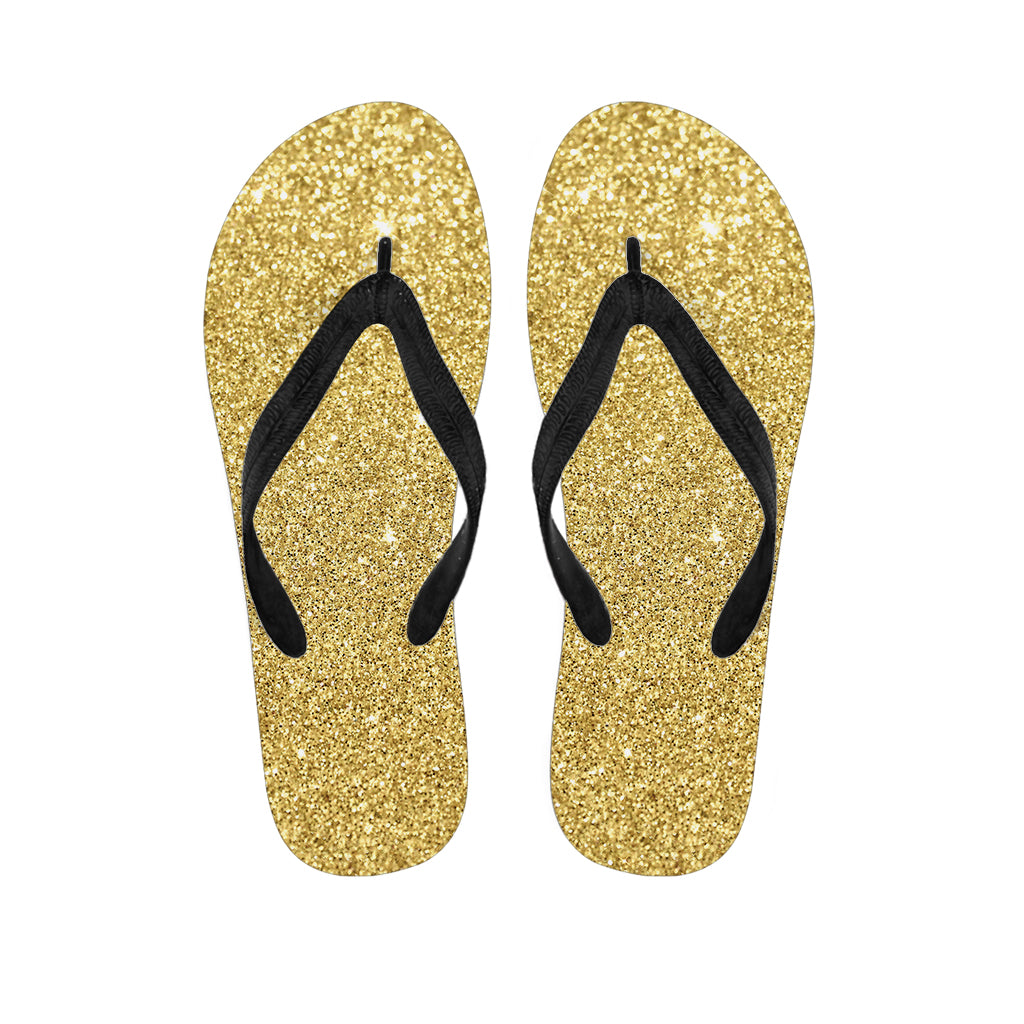 Gold Glitter Texture Print Flip Flops