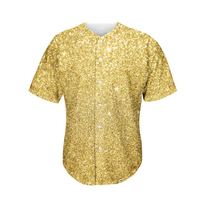 Gold Glitter Texture Print Men's Baseball Jersey