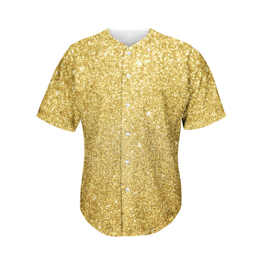 Gold Glitter Texture Print Men's Baseball Jersey
