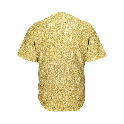 Gold Glitter Texture Print Men's Baseball Jersey