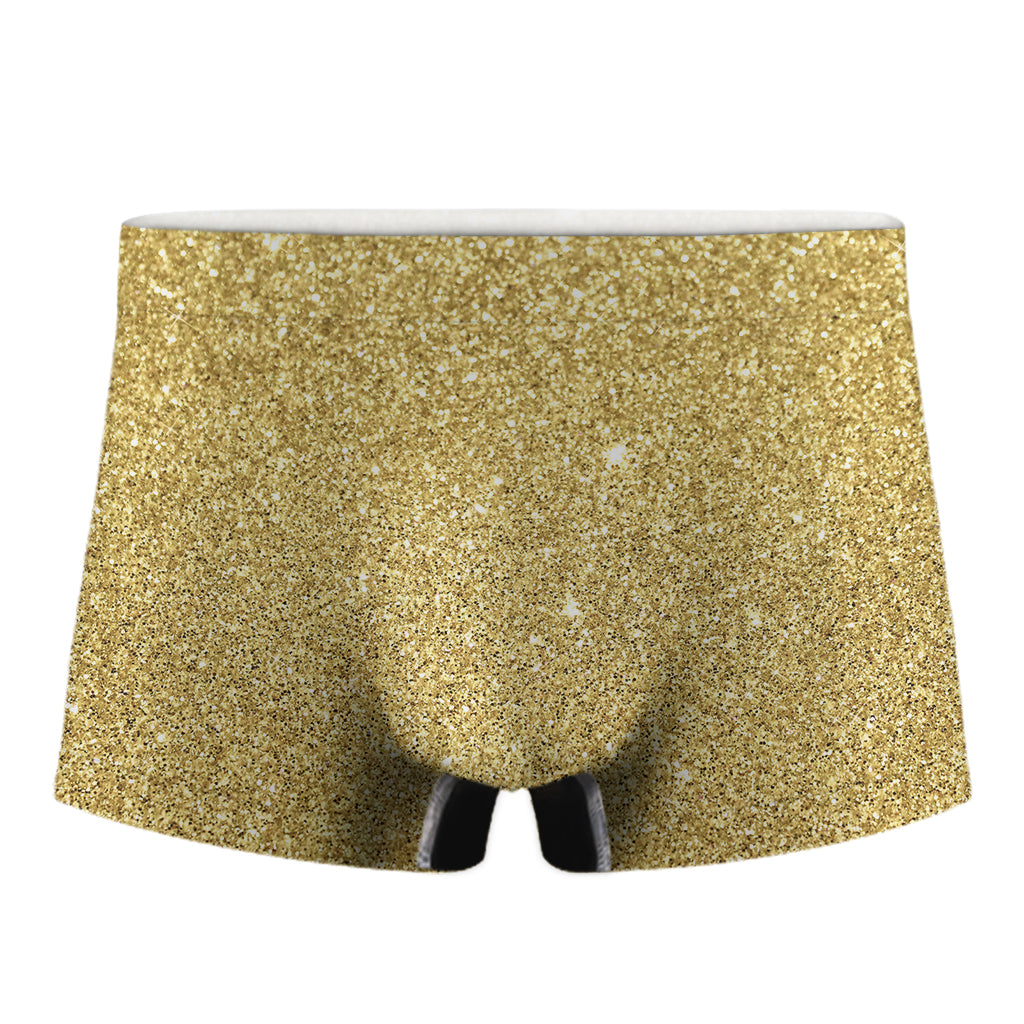 Gold Glitter Texture Print Men's Boxer Briefs