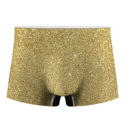 Gold Glitter Texture Print Men's Boxer Briefs